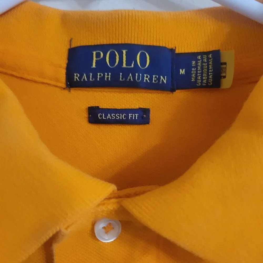 Polo Ralph Lauren Size Medium Polo Shirt Orange wth Green‎ Embroidered Logo